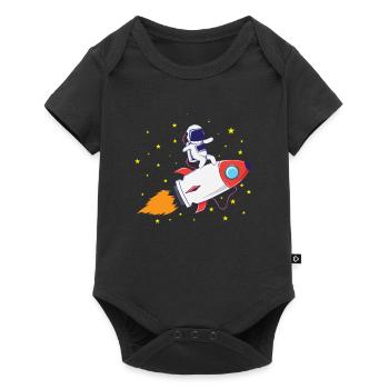 Astronaut on rocket - Baby Premium short-sleeve bodysuit - black - Front