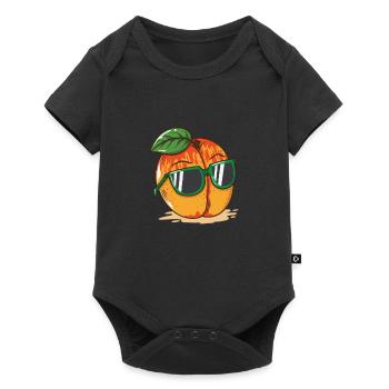 Peach (apricot) with sunglasses - Baby Premium short-sleeve bodysuit - black - Front