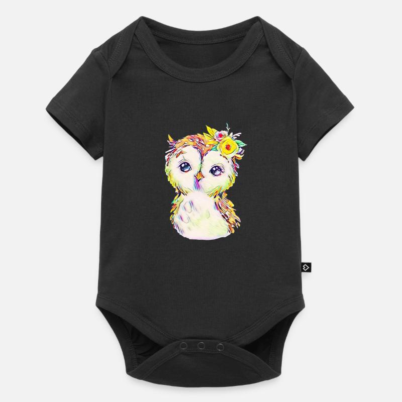 Eule - Baby Premium Kurzarmbody - Schwarz