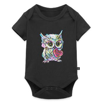 hibou - Body à manches courtes Premium Bébé - noir - Devant