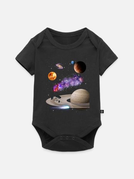 Weltraum - Baby Premium Kurzarmbody - Schwarz