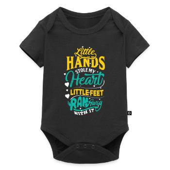 Lustiger Schriftzug für werdende Eltern - Baby Premium Kurzarmbody - Schwarz - Vorne