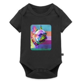 Dessin coloré de bouledogue français - Body à manches courtes Premium Bébé - noir - Devant