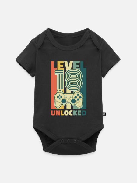 18th birthday Level Complete Unlocked Geshenk - Baby Premium short-sleeve bodysuit - black
