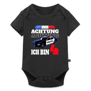 4th birthday police police car boy gift - Baby Premium short-sleeve bodysuit - black - Front