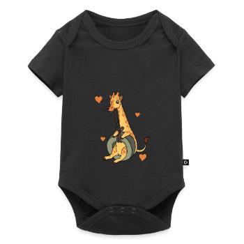 Cute giraffe - rocking giraffe heart - Baby Premium short-sleeve bodysuit - black - Front
