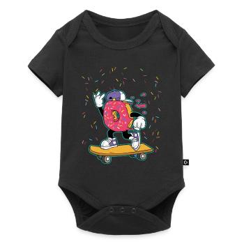 Skateboard Donut - patineur cool - Body à manches courtes Premium Bébé - noir - Devant