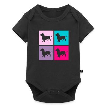 Teckel Rétro Chiens Chien Amant Cadeau Rose - Body à manches courtes Premium Bébé - noir - Devant
