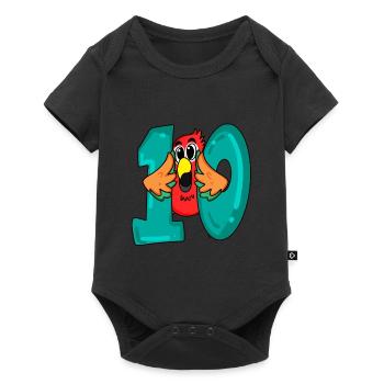 10 anniversaire - oiseau perroquet avec le numéro 10 - Body à manches courtes Premium Bébé - noir - Devant