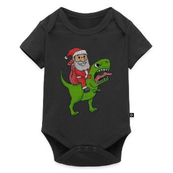 Effet de Noël laid de dinosaure de Noël - Body à manches courtes Premium Bébé - noir - Devant