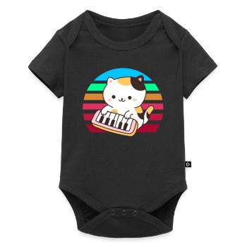 Piano keyboard cat sunset - Baby Premium short-sleeve bodysuit - black - Front