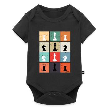 Échecs échiquier roi reine chevalier cadeau - Body à manches courtes Premium Bébé - noir - Devant