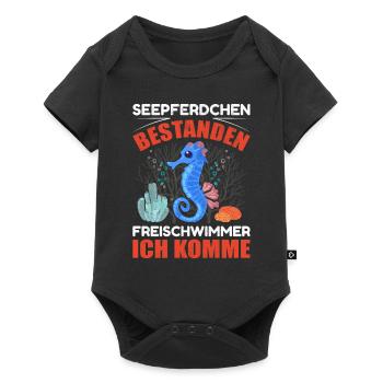 Seepferdchen Bestanden Schwimmabzeichen Geschenk - Baby Premium Kurzarmbody - Schwarz - Vorne