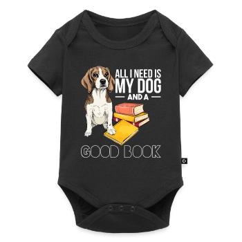 Chien et bon livre - Chiens livre amour livre de livres - Body à manches courtes Premium Bébé - noir - Devant