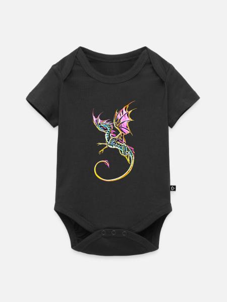 Drache - Baby Premium Kurzarmbody - Schwarz