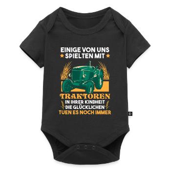 Traktor Traker Bauerngefaehrt Bauernspruch - Baby Premium Kurzarmbody - Schwarz - Vorne