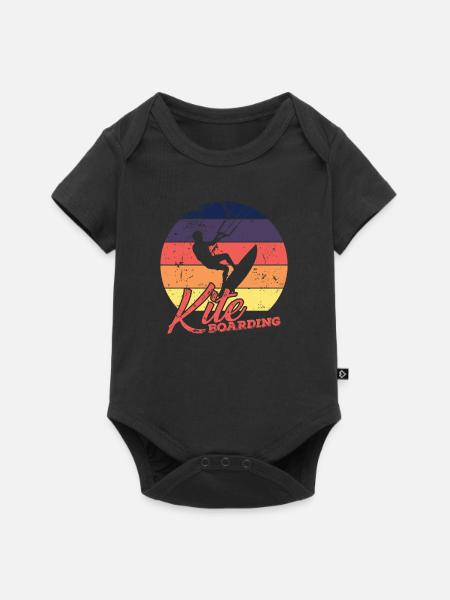 Kite Boarding im Wind - Baby Premium Kurzarmbody - Schwarz