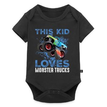 Cet enfant aime Monster Trucks Blue Monster - Body à manches courtes Premium Bébé - noir - Devant