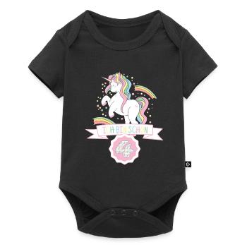 4th Birthday Unicorn Old Years Girl Gift - Baby Premium short-sleeve bodysuit - black - Front