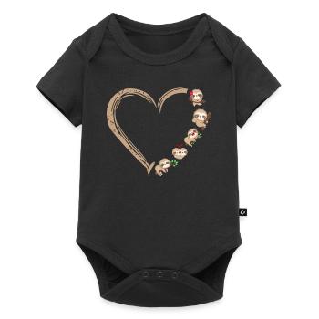 Cute baby sloth heart for sloth lover - Baby Premium short-sleeve bodysuit - black - Front