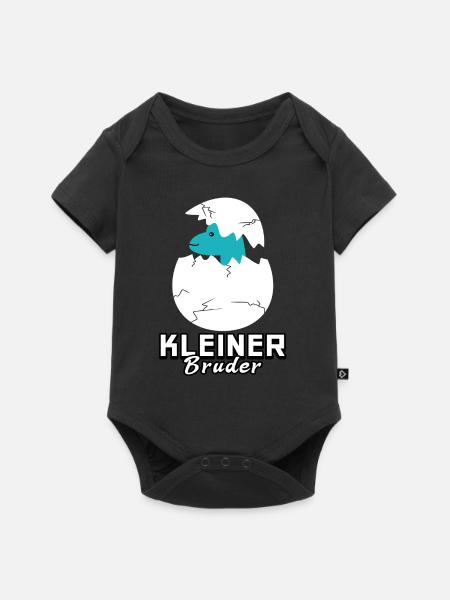 Kleiner Bruder Dinosaurier - Baby Premium Kurzarmbody - Schwarz