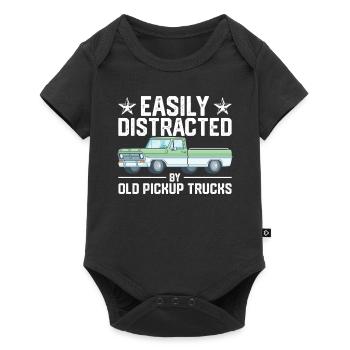 Easily distractable by old pickup trucks vintage cars - Baby Premium short-sleeve bodysuit - black - Front
