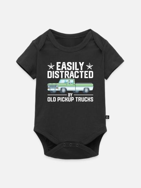 Easily distractable by old pickup trucks vintage cars - Baby Premium short-sleeve bodysuit - black