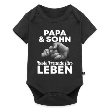Papa & Sohn Beste Freunde Fürs Leben - Baby Premium Kurzarmbody - Schwarz - Vorne