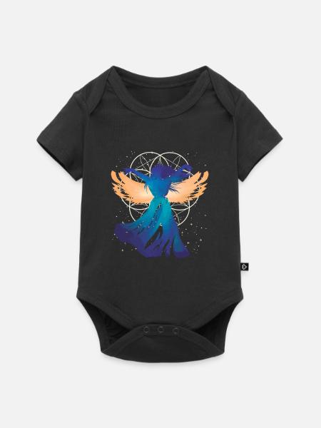 Fleur de la vie Femme Ange Silhouette - Body à manches courtes Premium Bébé - noir