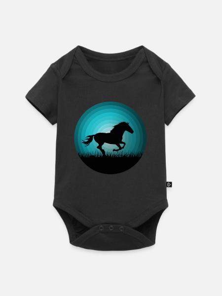 Pferd Pferde Herz Reiten Mädchen Frauen Geschenk - Baby Premium Kurzarmbody - Schwarz
