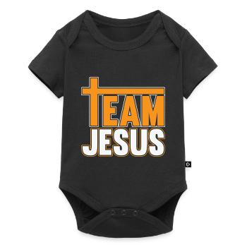 Team Jesus with Cross T for Bible Fans - Baby Premium short-sleeve bodysuit - black - Front