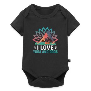 I love Yoga and Dogs Funny Yoga Dogs Asana - Baby Premium short-sleeve bodysuit - black - Front