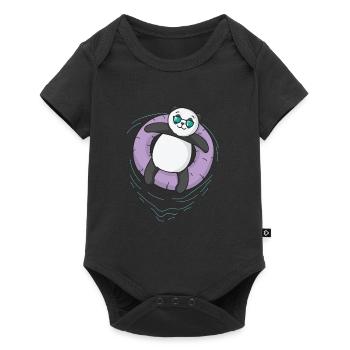 Panda en train de se détendre - Body à manches courtes Premium Bébé - noir - Devant