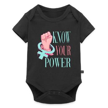 Know your Power Feministin - Baby Premium Kurzarmbody - Schwarz - Vorne