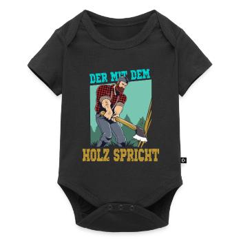 Der mit dem Holz spricht - Baby Premium Kurzarmbody - Schwarz - Vorne