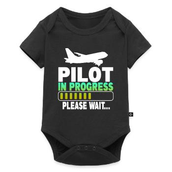 Pilot In Progress Please Wait - Baby Premium Kurzarmbody - Schwarz - Vorne