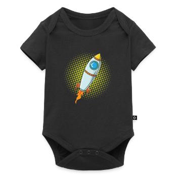 Moon Rocket Spaceship Comic Missile - Baby Premium short-sleeve bodysuit - black - Front