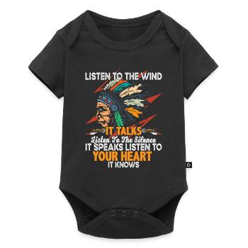 Native American Quote Listen To The Wind - Baby Premium short-sleeve bodysuit - black - Front