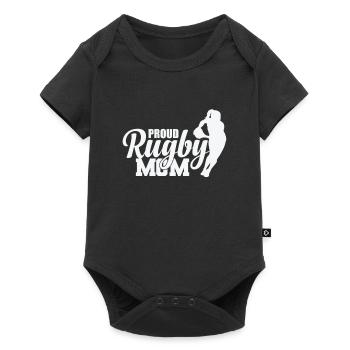 Fière rugby maman joueur de football - Body à manches courtes Premium Bébé - noir - Devant