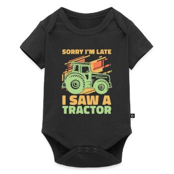 I saw a tractor on a farm - Baby Premium short-sleeve bodysuit - black - Front