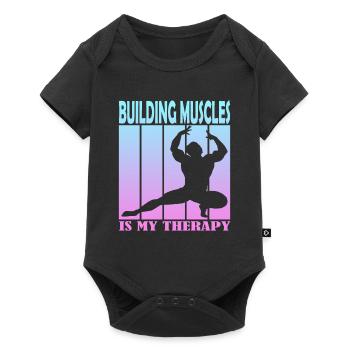 Construire des muscles est ma thérapie - Body à manches courtes Premium Bébé - noir - Devant
