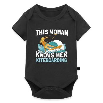 Kitesurfen Kiteboarding Kite Kiten - Baby Premium Kurzarmbody - Schwarz - Vorne