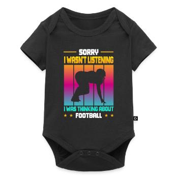 Wasn't Listening was thinking about Football - Baby Premium Kurzarmbody - Schwarz - Vorne