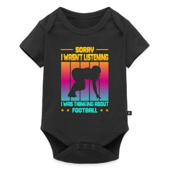 Wasn't Listening was thinking about Football - Baby Premium Kurzarmbody - Schwarz - Vorne