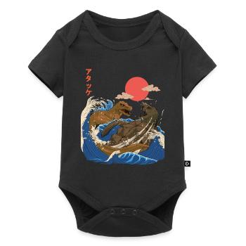 Dino - Giant Tortoise Fight - Retro Japan Style - Baby Premium short-sleeve bodysuit - black - Front