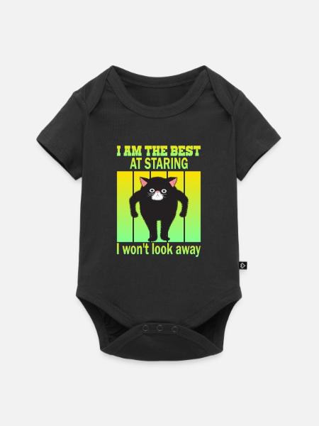 Starrende Katze - Katzen Starren - Baby Premium Kurzarmbody - Schwarz