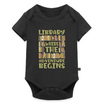 Bibliothèque où l’aventure pour les amateurs de livres - Body à manches courtes Premium Bébé - noir - Devant