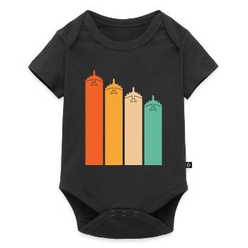 Retro Color Airplane Flying Pilot Airplane Lover - Baby Premium short-sleeve bodysuit - black - Front