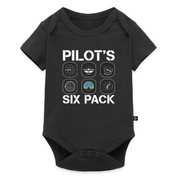 Pilot's Six Pack Pilotenflugzeug Liebhaber - Baby Premium Kurzarmbody - Schwarz - Vorne