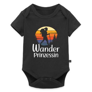 Wanderprinzessin Wandern Bergsteigen Retro Vintage - Baby Premium Kurzarmbody - Schwarz - Vorne
